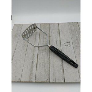 Vintage Androck #2 Chrome Plate Potato Masher Black Handle  9 3/4"